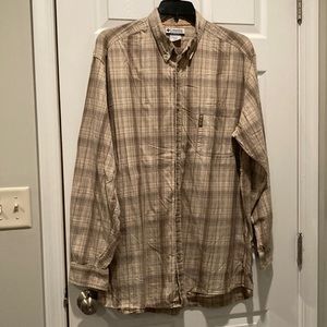 Columbia brown plaid button front, 2XL